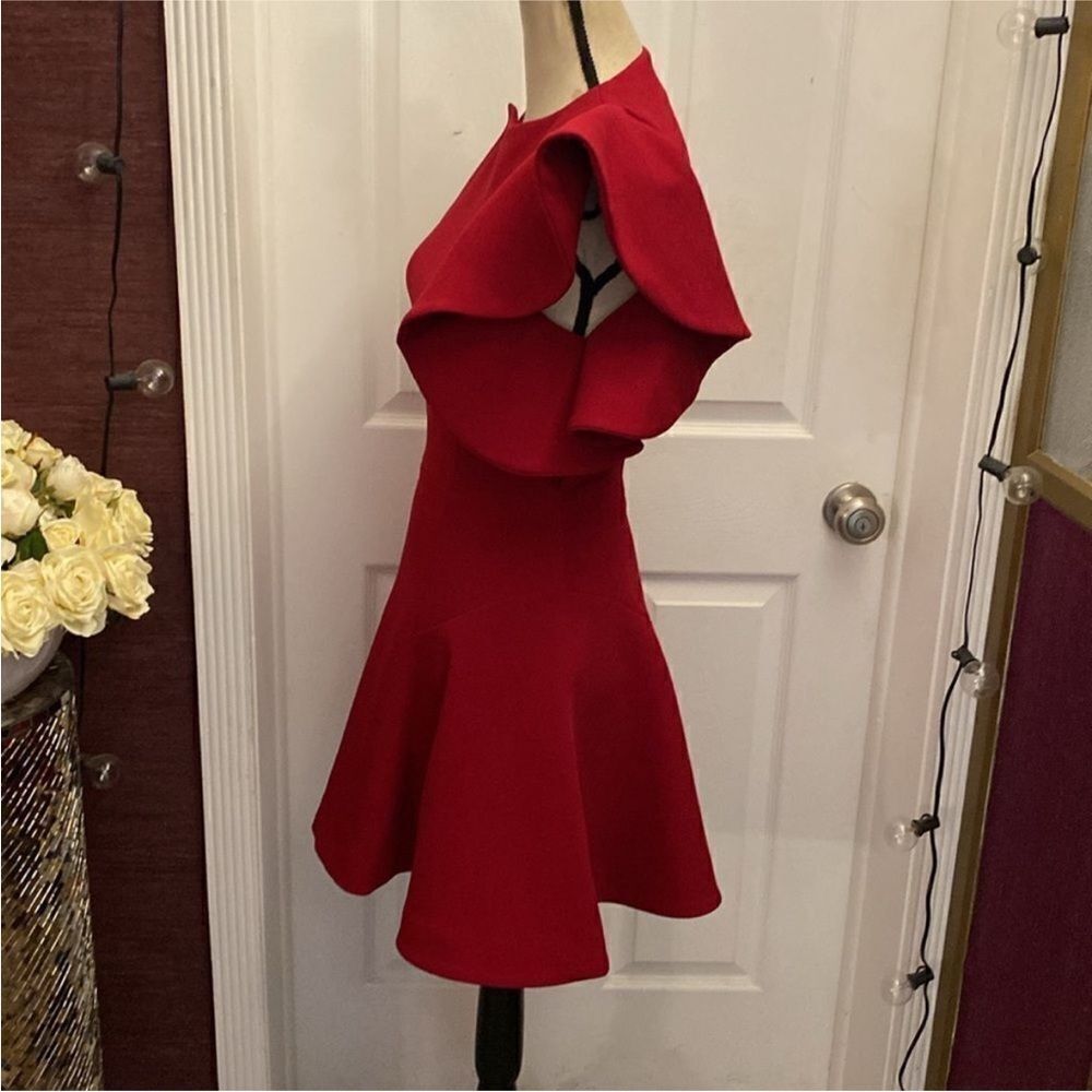 C/Meo Collective Chic One-Shoulder Red Dress with Ruffle Detail, S - Picture 10 of 13